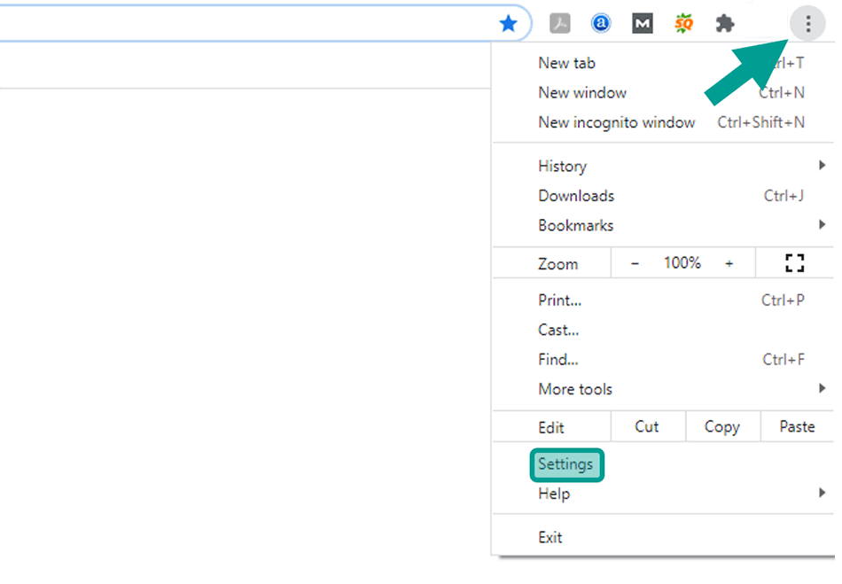 Menu Settings di Google Chrome