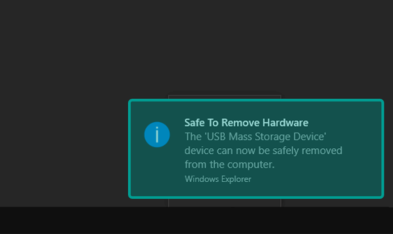 Dialog Safe To Remove Hardware