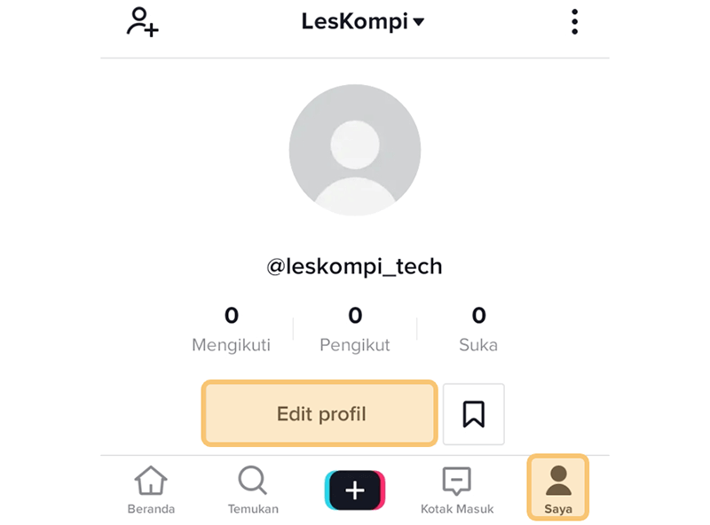 Menu Edit Profil di TikTok