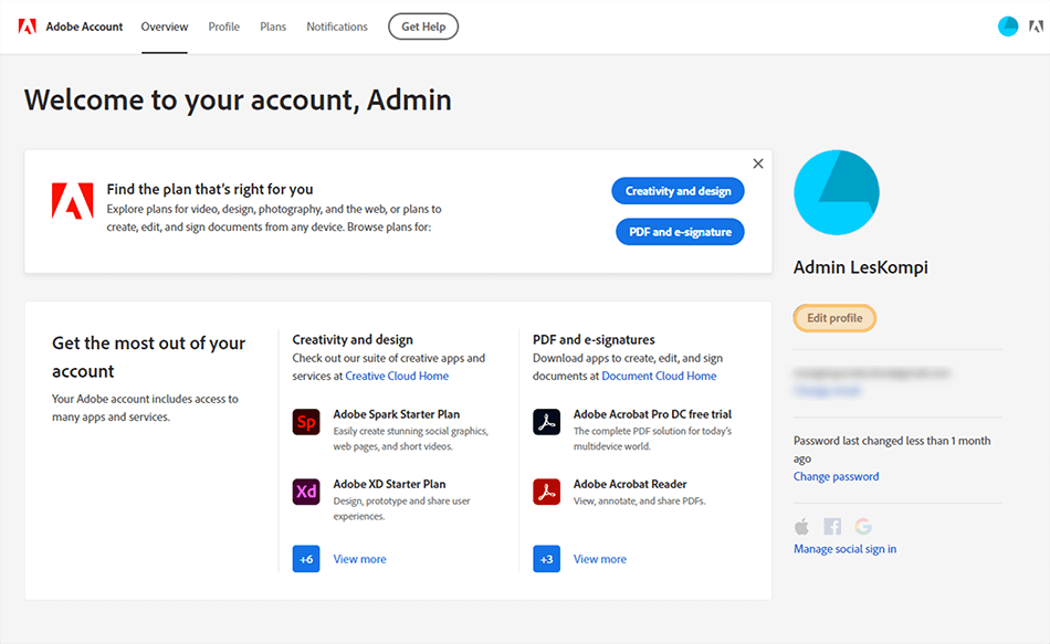 Edit Profile Adobe