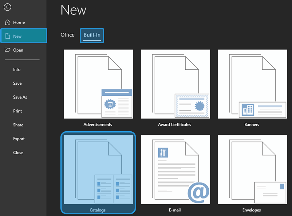 Pilih Menu Catalogs di Publisher