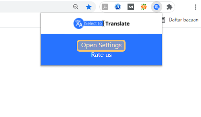 Menu Open Settings