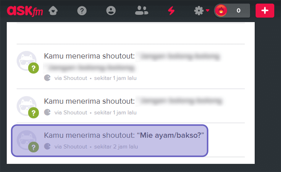 Memilih Pertanyaan di Ask FM