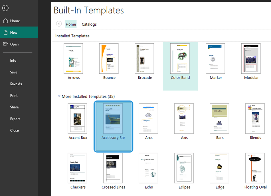 Memilih Template Catalog
