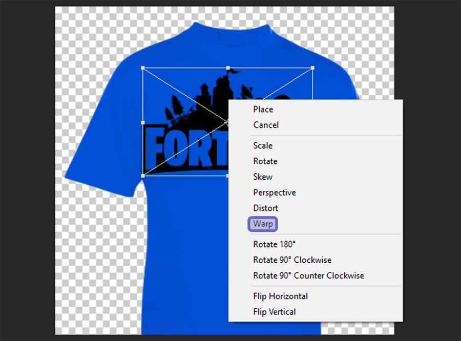 Menu Warp Pada Desain Gambar