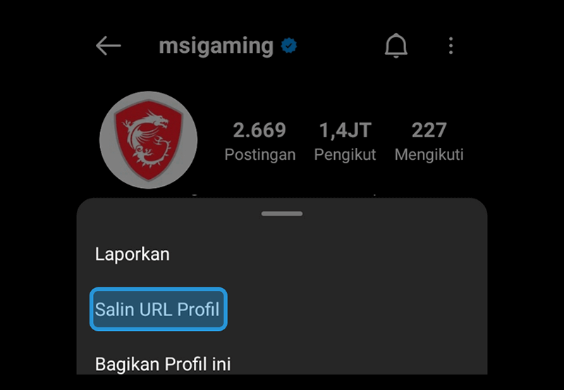Salin URL Akun Instagram