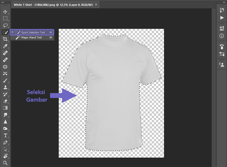 Seleksi Baju Memakai Quick Selection Tool