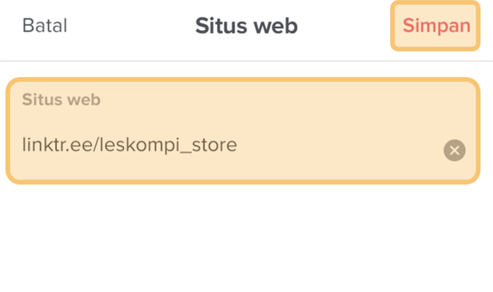 Tempelkan URL Linktree TikTok