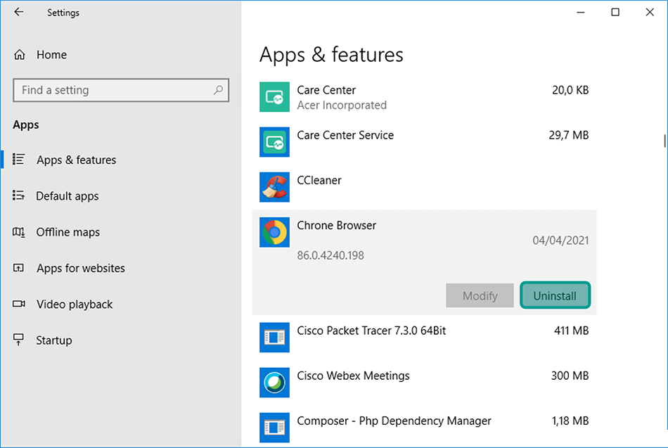 Reinstall Google Chrome