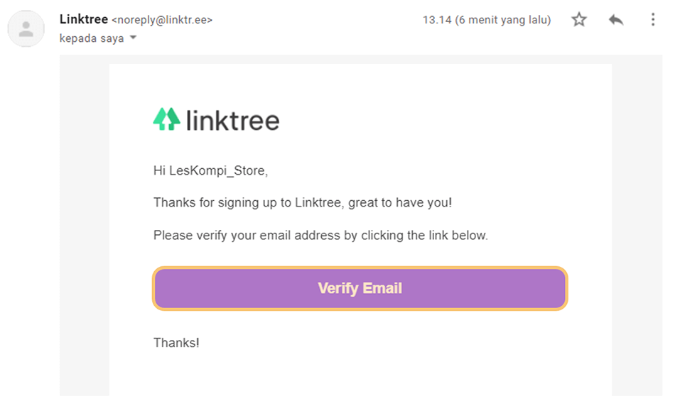 Verify Akun Linktree