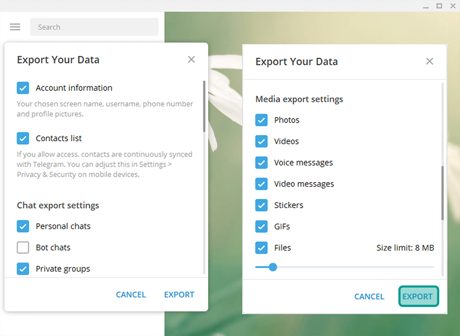 Atur Backup Media Telegram