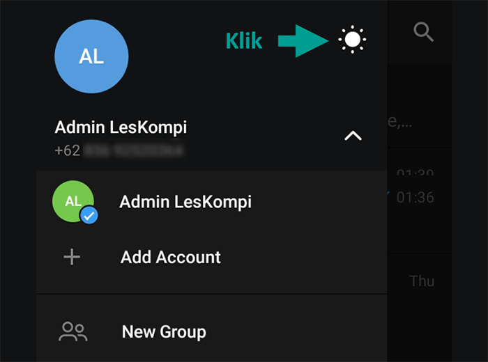 Atur Mode Gelap Telegram