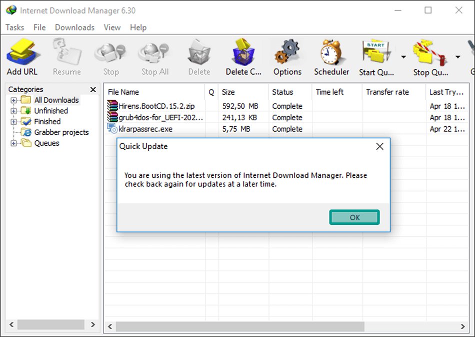 Contoh Berhasil Update IDM