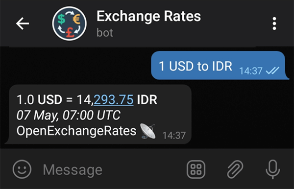 Bot untuk Konversi Mata Uang Telegram