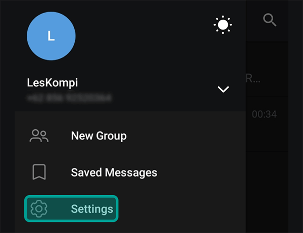 Menu Settings Telegram