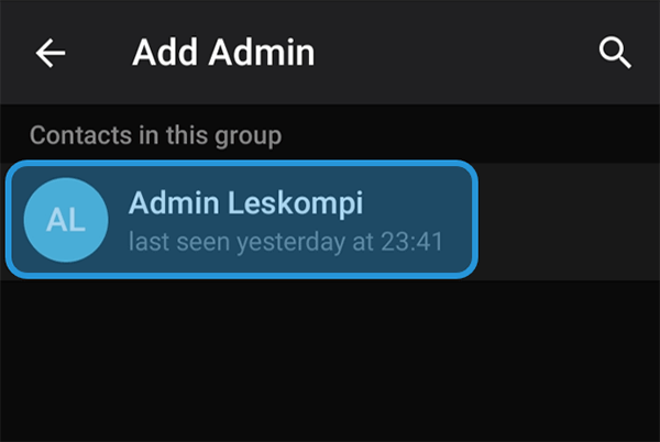 Pilih Anggota Untuk Jadi Admin Baru