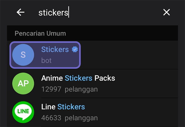 Cari Bot Stiker Telegram