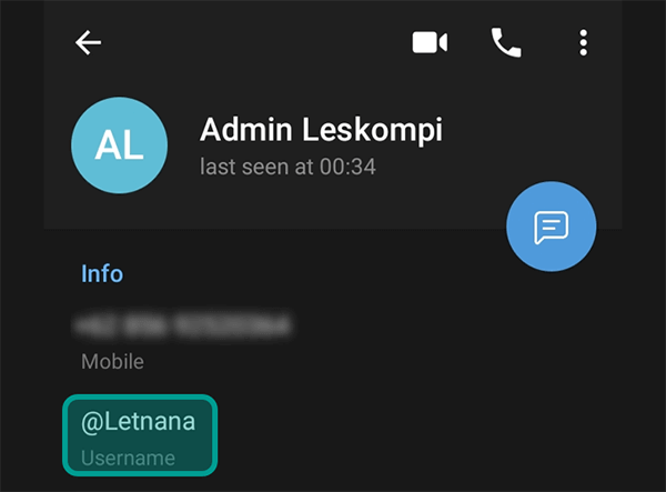 Contoh Cek ID Telegram Orang Lain