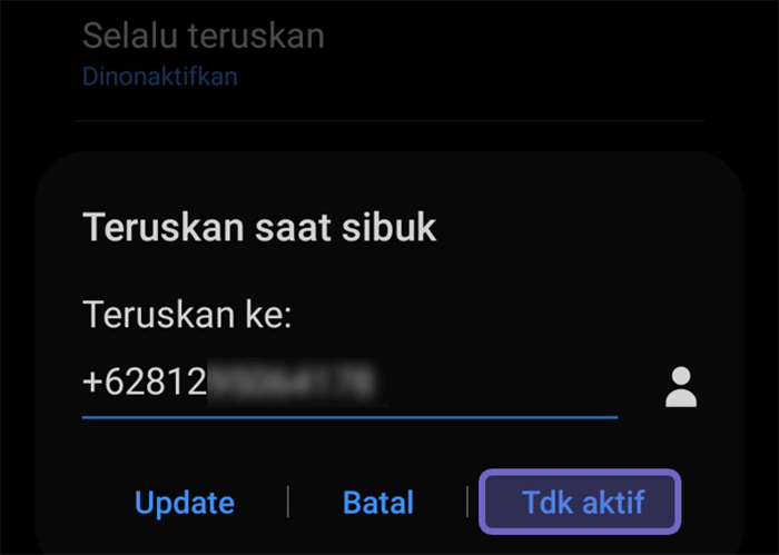 Contoh Setting Pengalihan Panggilan