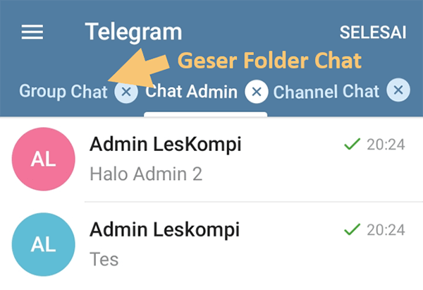Geser Folder Chat di Telegram