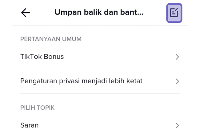 Menu Report TikTok