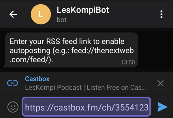 Ketik Link RSS Feed Bot Telegram