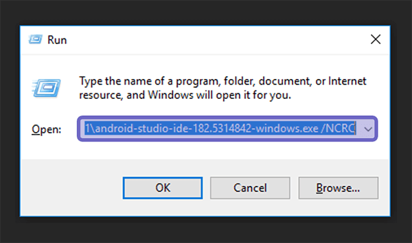 Perintah NCRC di Windows Run