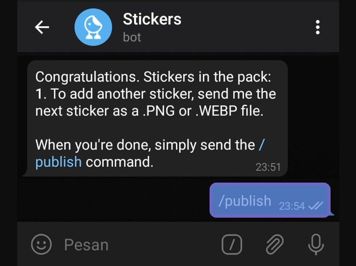 Perintah Publish Stiker