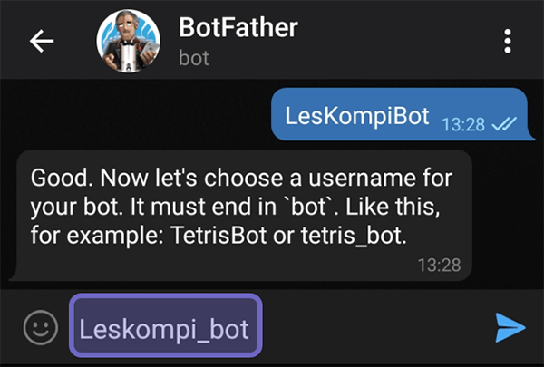 Atur Username Bot