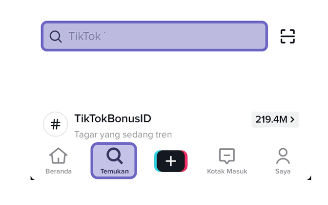 Menu Pencarian TikTok