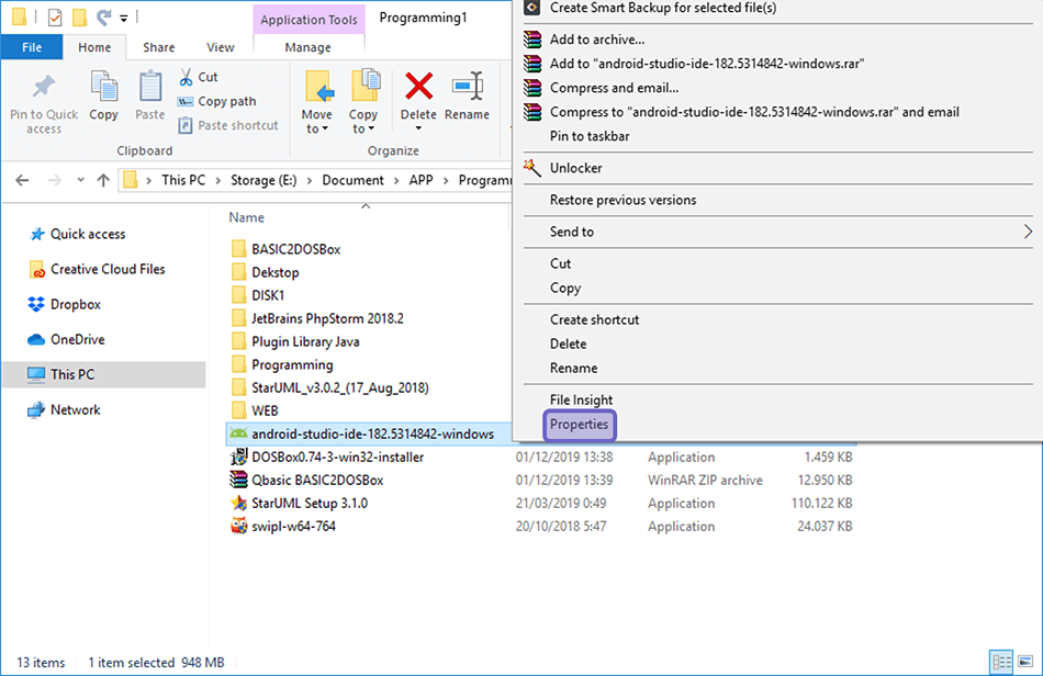 Opsi Properties Dari Software