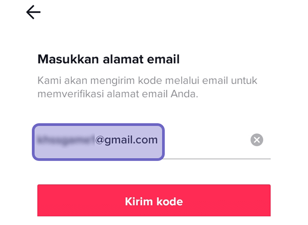 Masukkan Email di TikTok