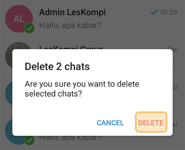 Menu Delete Chat Telegram