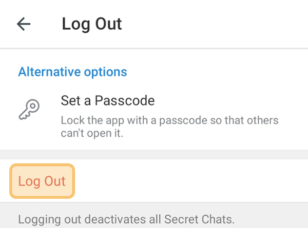 Opsi Logout Telegram Bagian Bawah