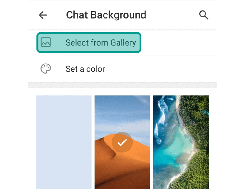 Pilih Opsi Select From Gallery