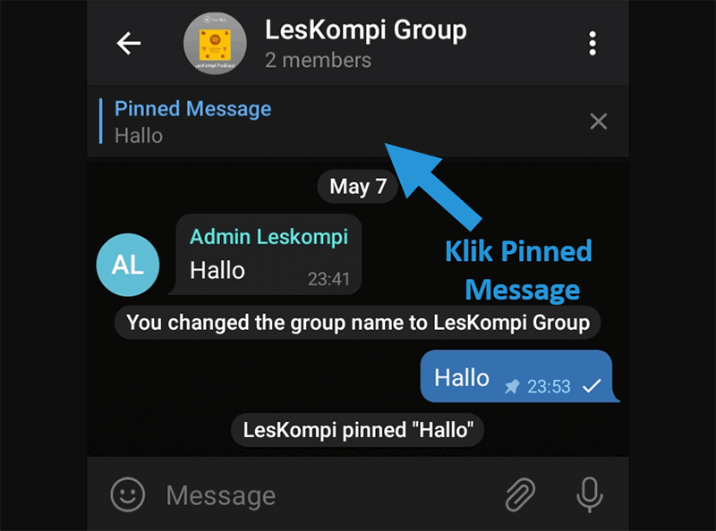 Opsi Pinned Message Telegram