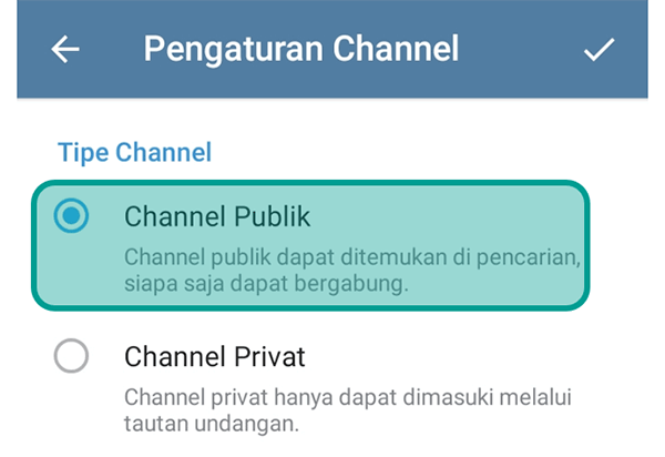 Atur Tipe Channel Publik