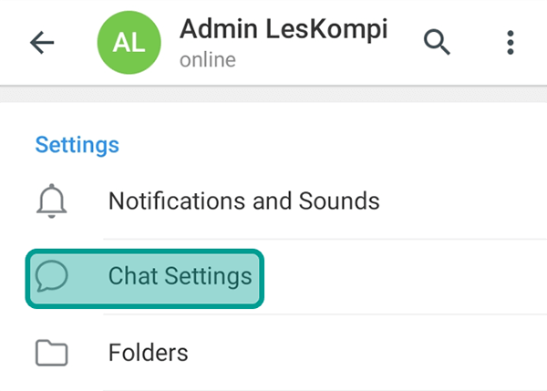 Pilih Opsi Chat Settings