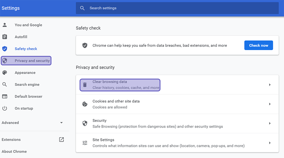 Opsi Hapus Browsing Data