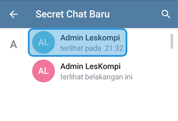 Kontak untuk Masuk Secret Chat