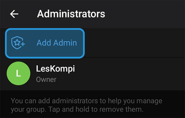 Menu Add Admin