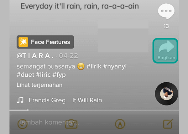 Menu Bagikan di TikTok