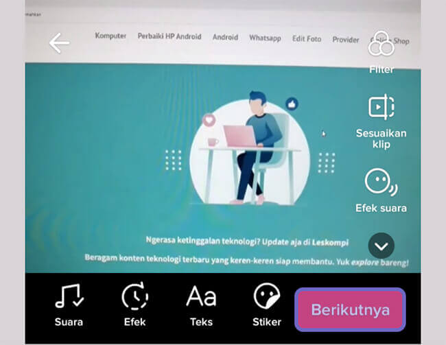 Menu Berikutnya untuk Edit Video
