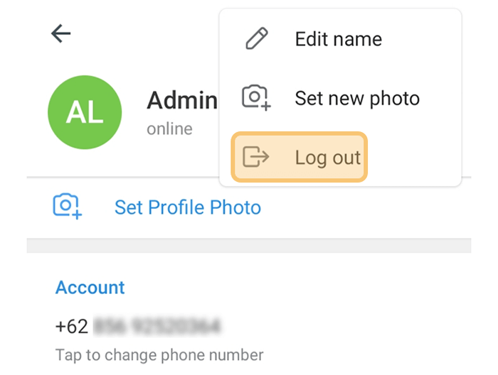 Menu Logout Telegram