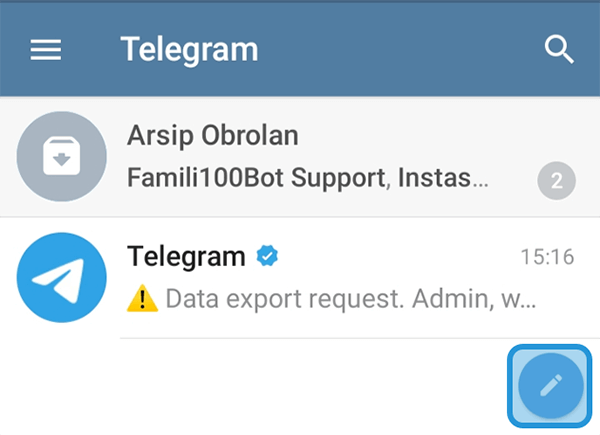Menu New Message Telegram