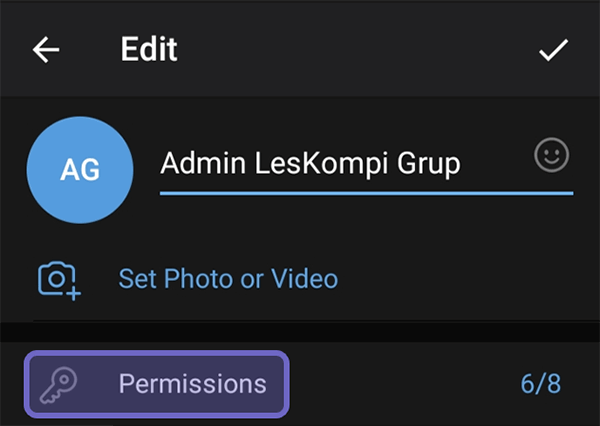 Menu Permissions Telegram
