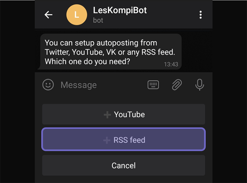 Opsi RSS Feed Bot