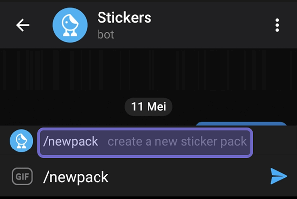 Pilih Perintah Newpack Stiker