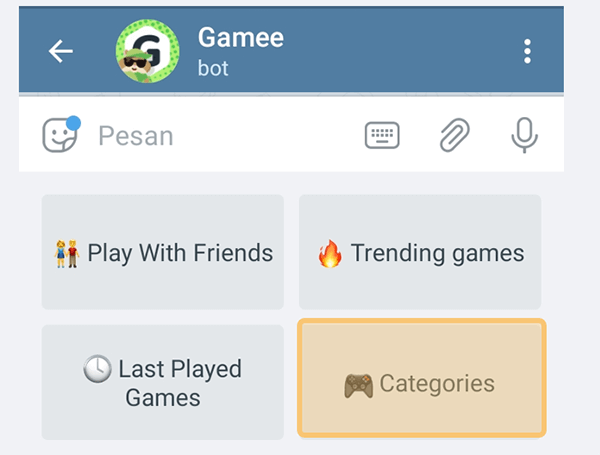 Menu Categories Game