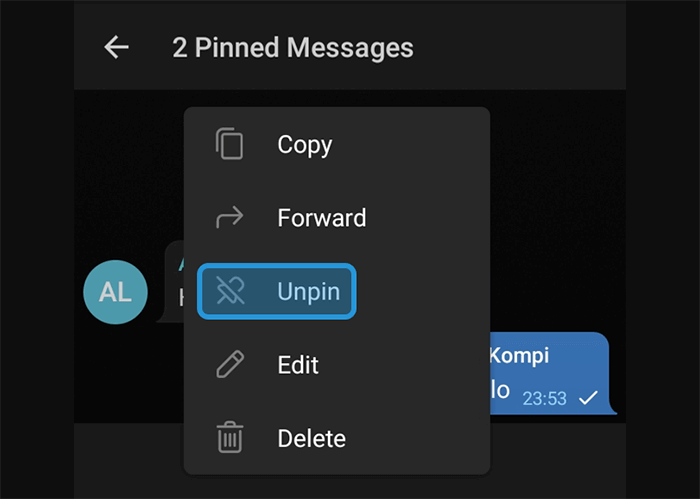 Unpin Message Telegram